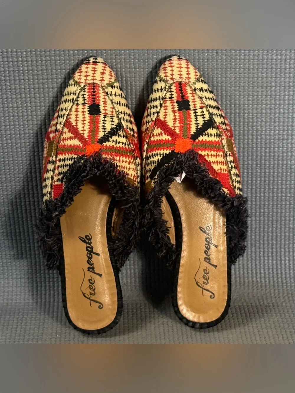 Free People Patterned New Port Fringe Flat Mules Women’s Size 6.5 US EU 37